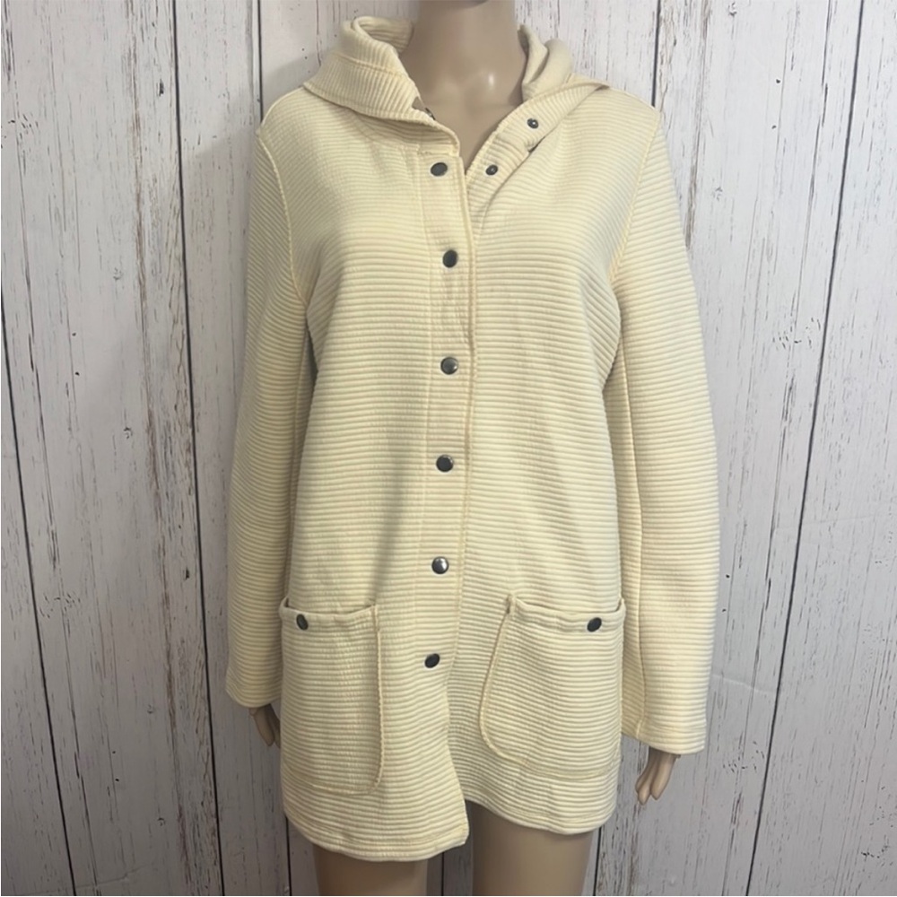 Westbound Cream Ribbed Button Up Sweater Coat
